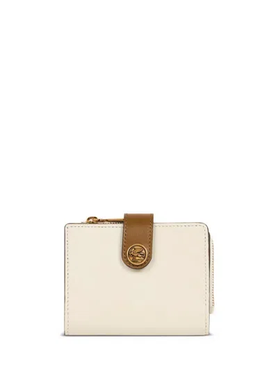 Etro Small Leather Wallet In Neutral
