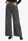 Etro Wide Leg Jeans With Belt Loops And Contrast Stitching In Gray