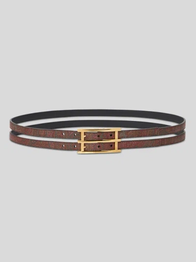 Etro Reversible Leather Belt In Black