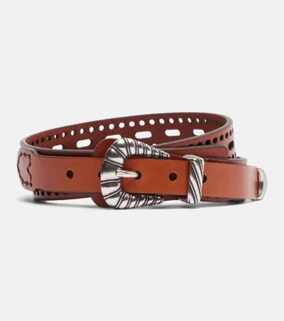 Etro Western Leather Belt In Brown