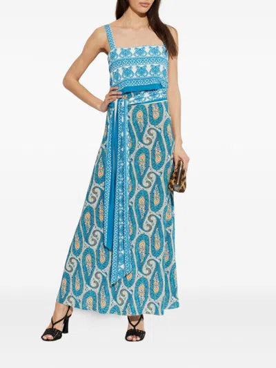 Etro White And Blue Straps Dress Est Amebas