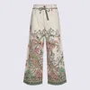 Etro Paisley Print Wide-leg Pants In White/multi