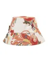 ETRO WHITE BUCKET HAT WITH PAISLEY PRINT