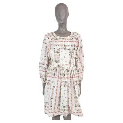 Pre-owned Etro White Cotton 2021 Floral Gathered Poplin Dress 42 M