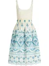 Etro Chic Blue And White Cotton Blend Dress With Front Tie And Cut-out Details