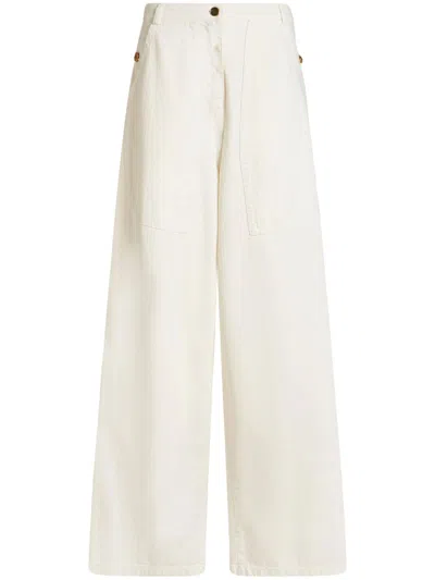 Etro Jacquard Wide-leg Jeans In Bianco