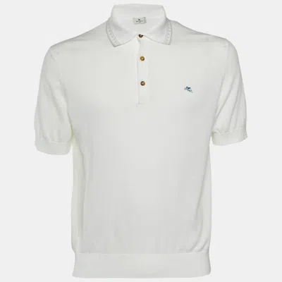Pre-owned Etro White Cotton Knit Polo T-shirt S
