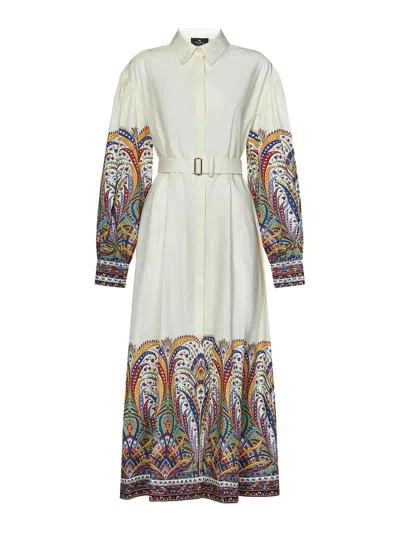 ETRO WHITE COTTON MAXI SHIRT DRESS