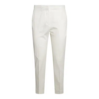 Etro White Stretch Cotton Blend Jacquard Tailored Trousers