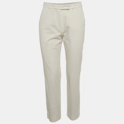 Pre-owned Etro White Cotton Slim Fit Trousers S