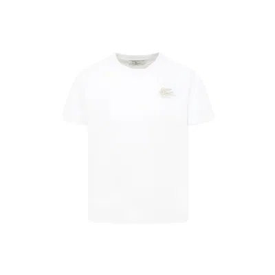 ETRO WHITE COTTON T-SHIRT FOR GIRL PEGASUS