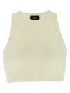 Etro Ivory Knitted Crop Top With Openwork Pattern In White