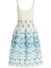 ETRO BLUE AND WHITE COTTON DRESS WITH CUT-OUT DETAILING AND TIE FASTENING