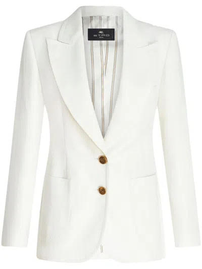 Etro White Double-breasted Coat For Women