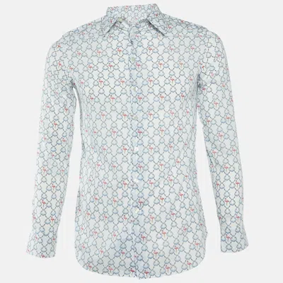 Pre-owned Etro White Flamingo Print Cotton Long Sleeve Shirt S