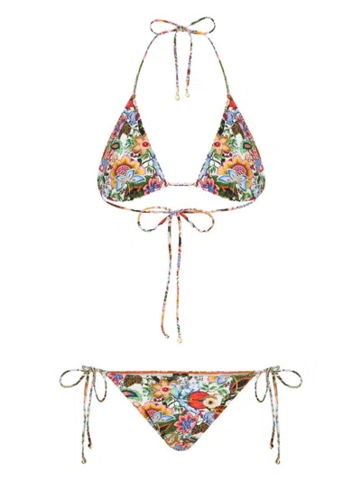 Etro White Floral And Fruit Print Bikini For Women In Multi