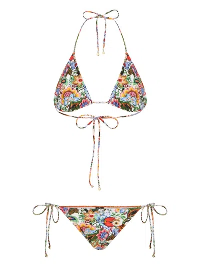 Etro White Floral And Fruit Print Bikini For Women In Multicolore