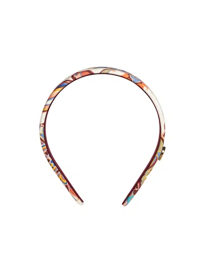 Etro White Floral Jacquard Satin Headband