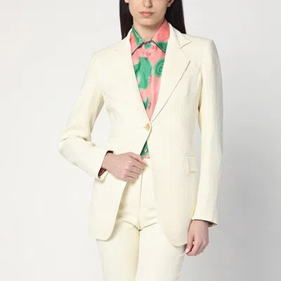 Etro White Jacquard Jacket With Crossover Detail In Metallic
