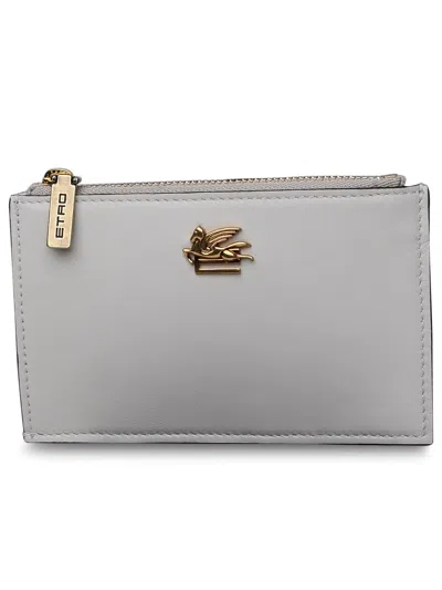 Etro White Leather Wallet In Beige