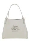Etro Libra White Shoulder Bag With Maxi Logo On The Front In Leather Woman In White