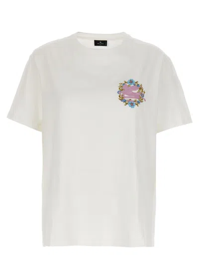 ETRO WHITE LOGO EMBROIDERY T-SHIRT