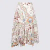 Etro Asymmetric Floral-print Cotton-poplin Midi Skirt In Red