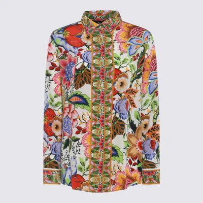 Etro Tree Of Life Long-sleeve Floral Silk Shirt In Multicolor