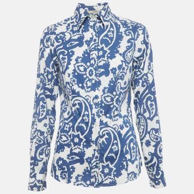 Pre-owned Etro White Paisley Print Cotton Full Sleeve Shirt M