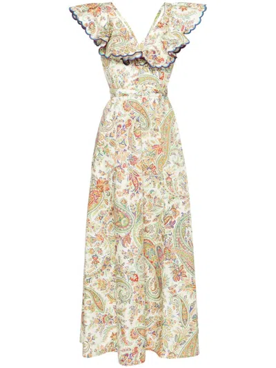 Etro Paisley-print Cotton Maxi Dress In White