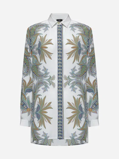 ETRO WHITE PAISLEY PRINT CRÊPE DE CHINE SHIRT