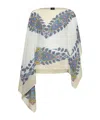 Etro Paisley-patterned Poncho Top In Silk In Neutral