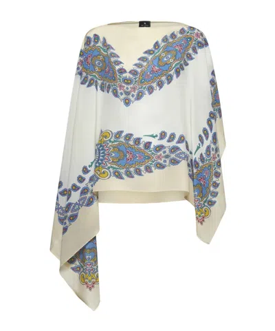 Etro White Paisley Print Silk Jacket In Neutral