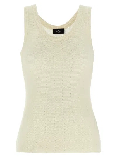 ETRO WHITE PUNCHED TOP