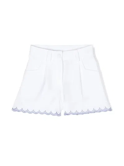 Etro Kids' Pegaso-motif Cotton Shorts In White