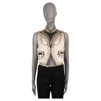 Pre-owned Etro White Silk 2019 Lindsay Embroidered Vest Jacket 46 Xl