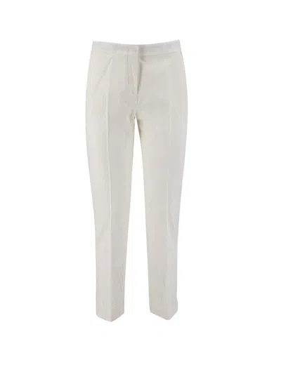 Etro White Stretch Cotton Blend Jacquard Tailored Trousers