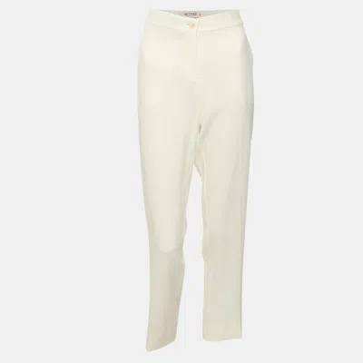 Pre-owned Etro White Stretch Crepe Cropped Pants M