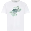 ETRO WHITE T-SHIRT FOR KIDS WITH LOGO AND PAISLEY PATTERN