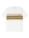 ETRO WHITE T-SHIRT WITH LOGO AND STRIPED INSERT
