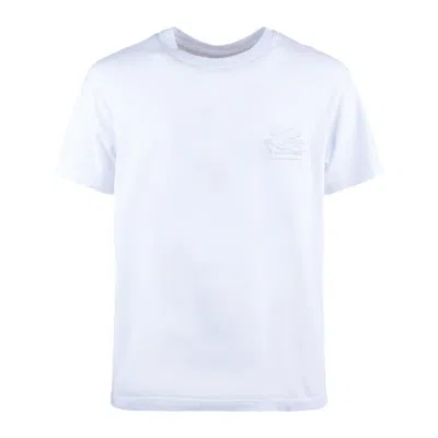 Etro Cotton T-shirt With Embroidery In White