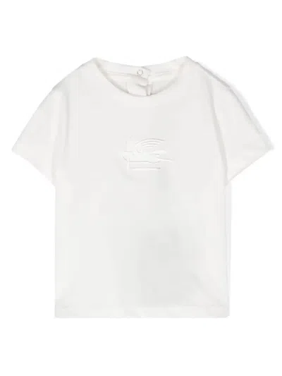 Etro Babies' White T-shirt With Pegasus Motif In Tone
