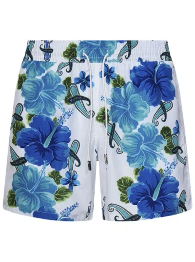 Etro Floral Printed Swim Shorts In White