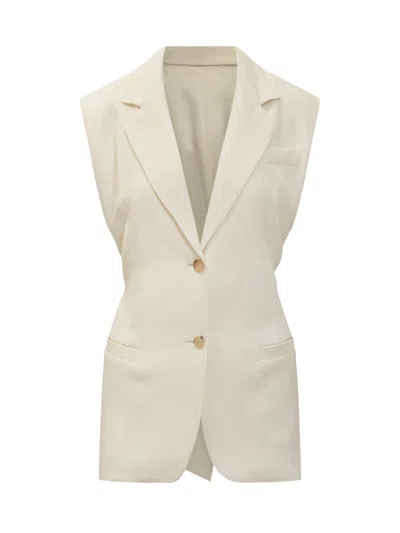 Etro White Textured Notched Lapel Blazer