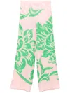 Etro White Trousers With Green Floral Design