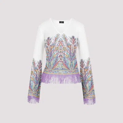 Etro Viscose Top With Colorful Fringe Hem In Multi