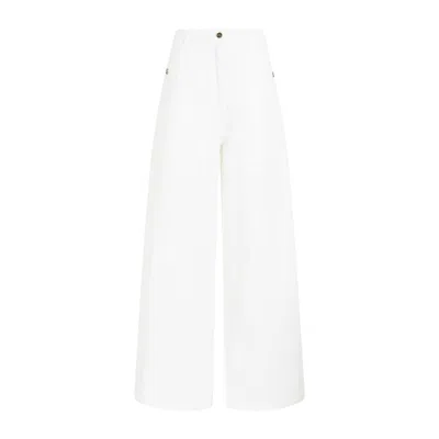 Etro White Wide Cotton Trousers For Women