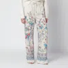 Etro Women White Pants With Elastic Drawstring Waist And All-over Floral Print In Tech Fabric Woman In White