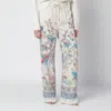 Etro Women White Pants With Elastic Drawstring Waist And All-over Floral Print In Tech Fabric Woman In White