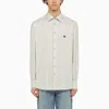 Etro Men's White/green Striped Long Sleeved Shirt | Size 41 Cm | Mrib000299tr507 In White